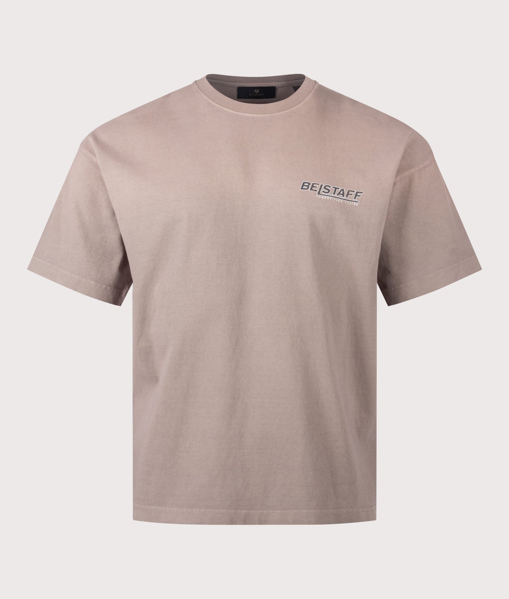 Belstaff Oversized Fit Competition Momentum T-Shirt in Asphalt at EQVVS Menswear. Front shot.