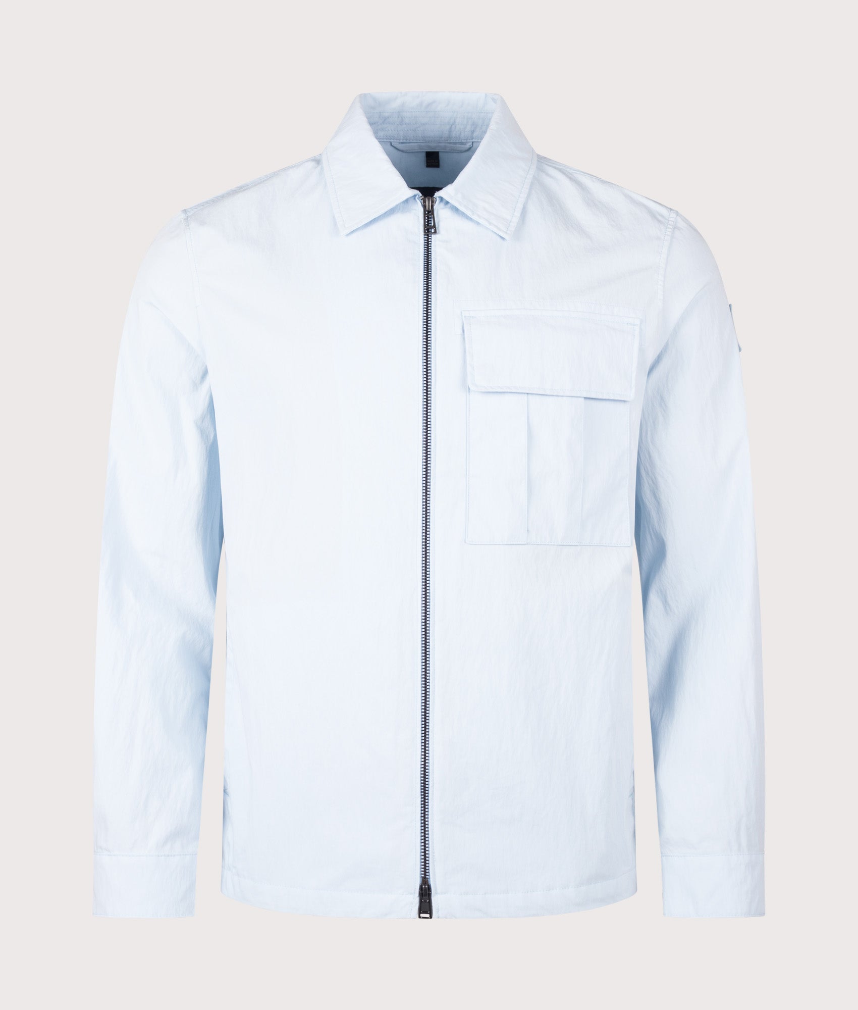 Cargo Overshirt in Sky Blue by Belstaff. Shot by EQVVS. Front shot.