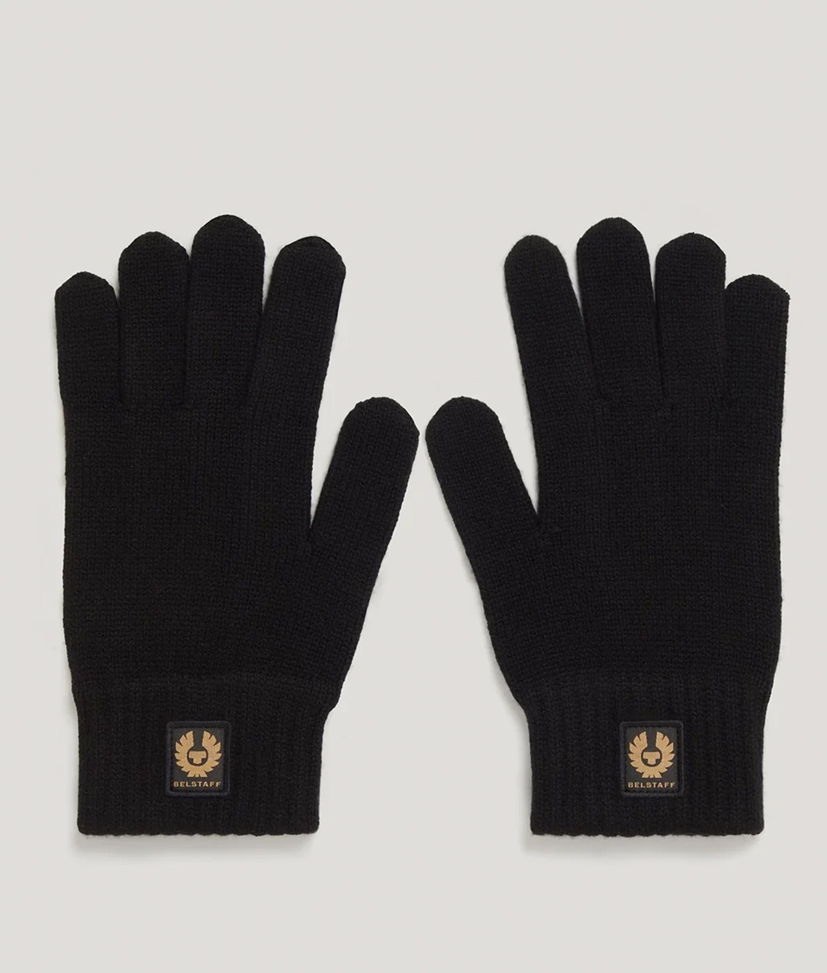 Belstaff Watch Gloves in Black at EQVVS Menswear. Front shot.