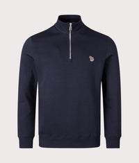 Quarter Zip Zebra Logo Sweatshirt: 49 Very Dark Navy 