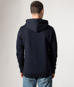 PS Paul Smith Zebra Logo Hoodie Very Dark Navy at EQVVS Menswear. Model back shot.