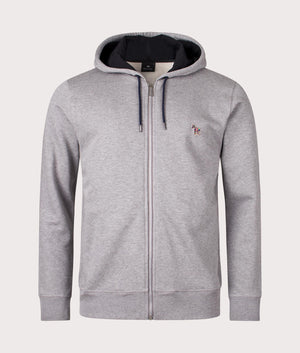 PS Paul smith Zebra Logo Zip Through Hoodie in 72 grey marl front shot at EQVVS