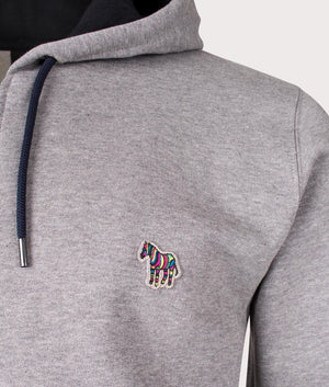 PS Paul smith Zebra Logo Zip Through Hoodie in 72 grey marl detail shot at EQVVS
