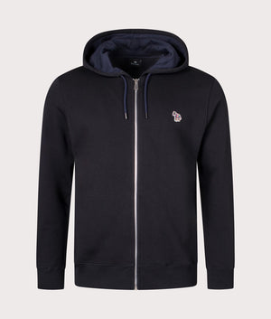 PS Paul smith Zebra Logo Zip Through Hoodie in 79 black front shot at EQVVS