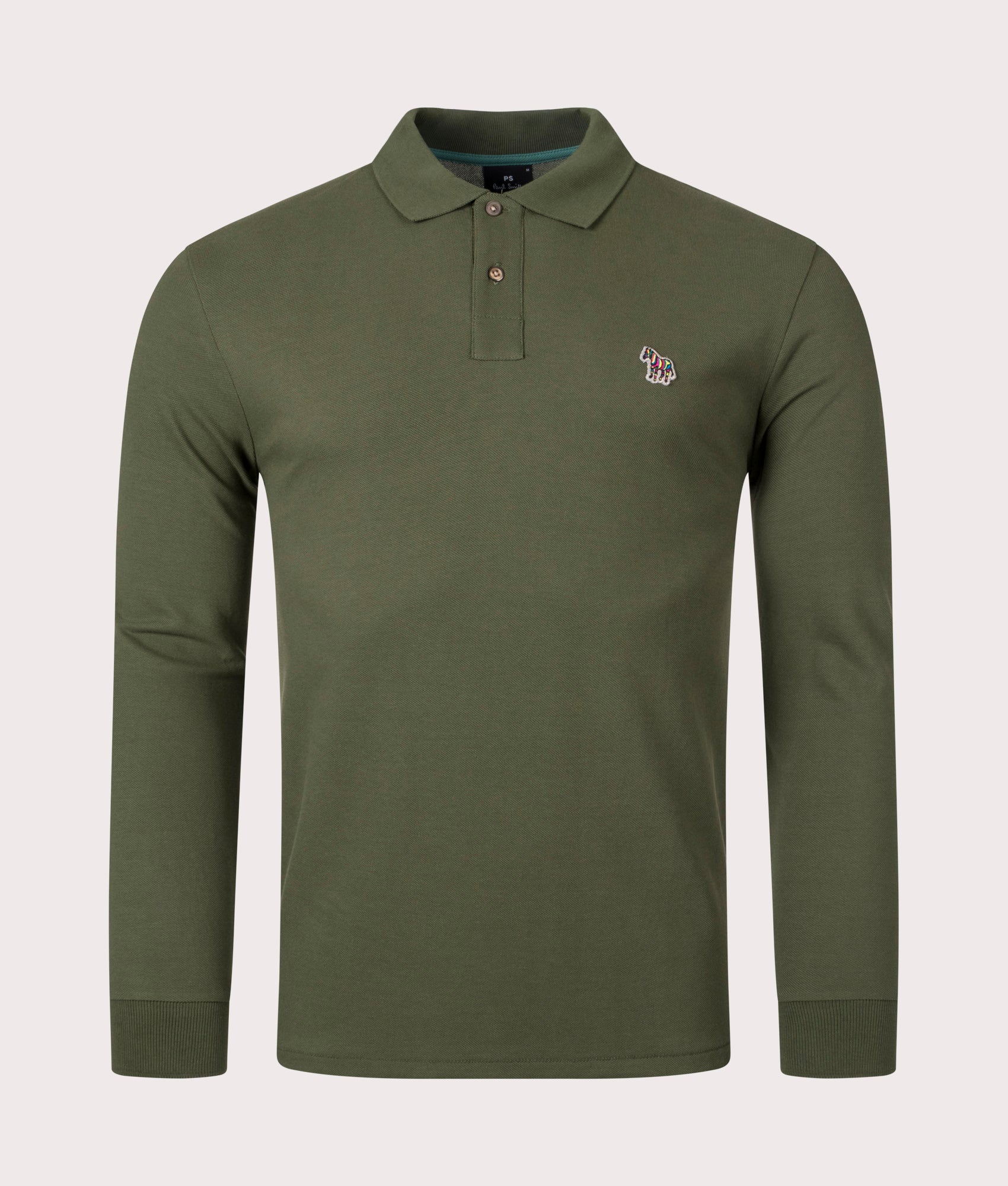 Long-Sleeve-Zebra-Motif-Polo-Shirt-Military-Green-PS-Paul-Smith-EQVVS
