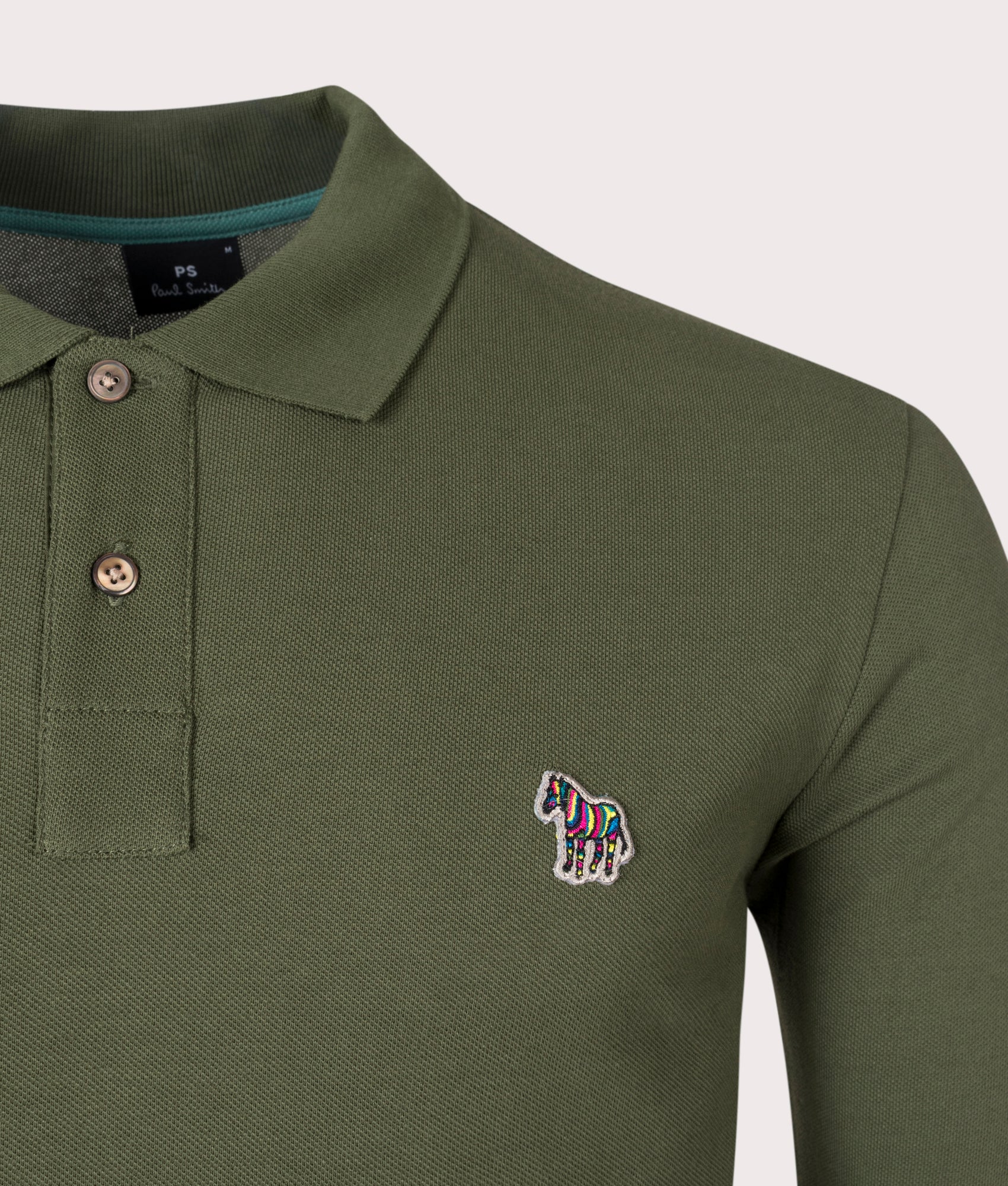 Long-Sleeve-Zebra-Motif-Polo-Shirt-Military-Green-PS-Paul-Smith-EQVVS