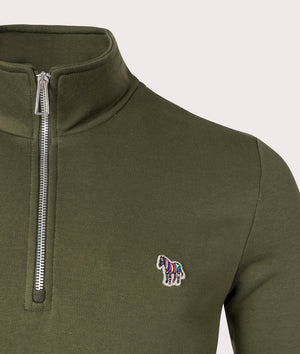 Quarter-Zip-Zebra-Motif-Sweatshirt-Military-Green-PS-Paul-Smith-EQVVS