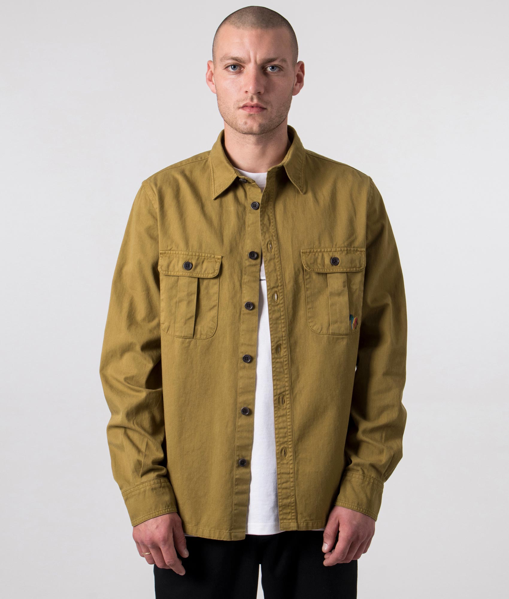 Relaxed-Fit-Broad-Stripe-Zebra-Logo-Shirt-Khaki-PS-Paul-Smith-EQVVS