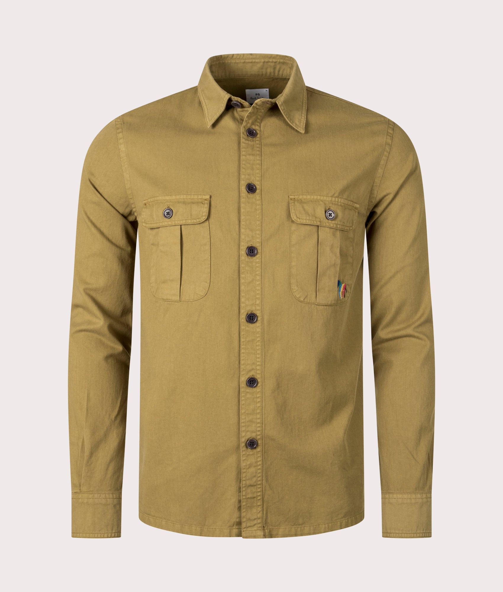 Relaxed-Fit-Broad-Stripe-Zebra-Logo-Shirt-Khaki-PS-Paul-Smith-EQVVS