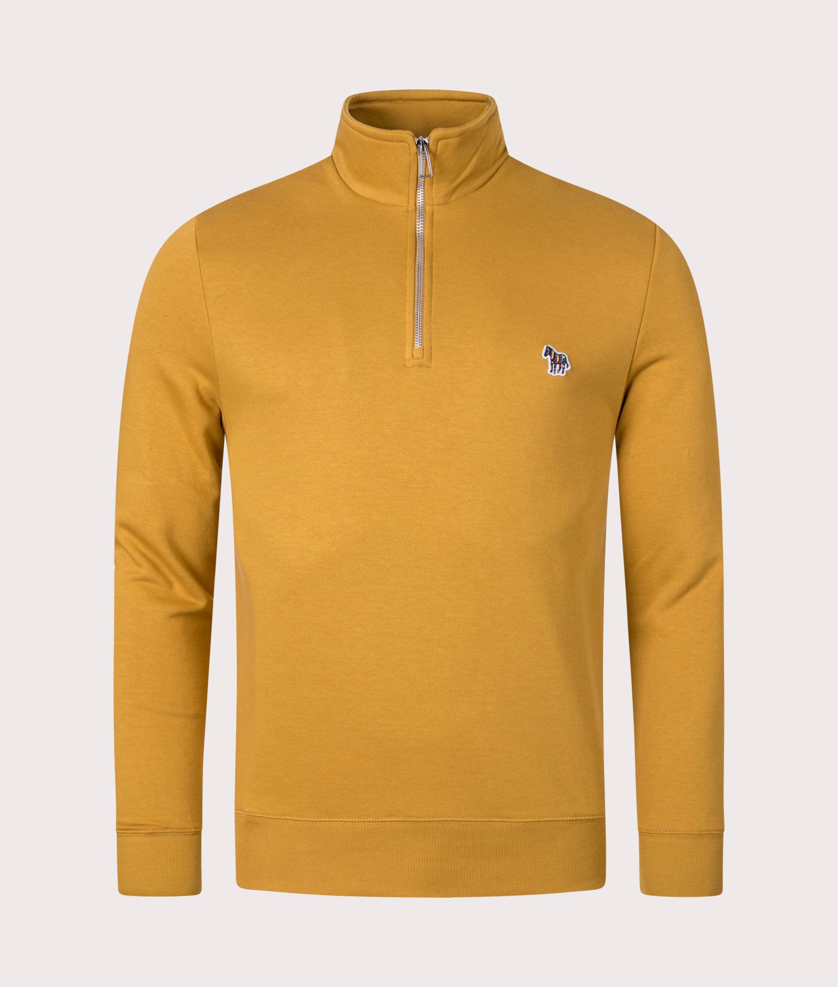 Quarter-Zip-Zebra-Motif-Sweatshirt-Ochre-Yellow-PS-Paul-Smith-EQVVS