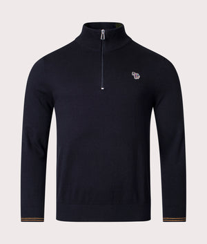 Quarter Zip Zebra Badge Jumper Black PS Paul Smith Front