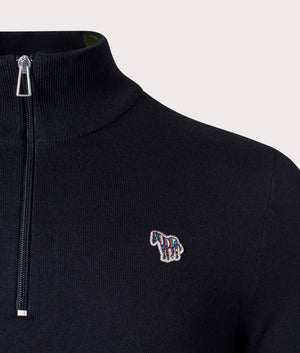 Quarter Zip Zebra Badge Jumper Black PS Paul Smith Detail