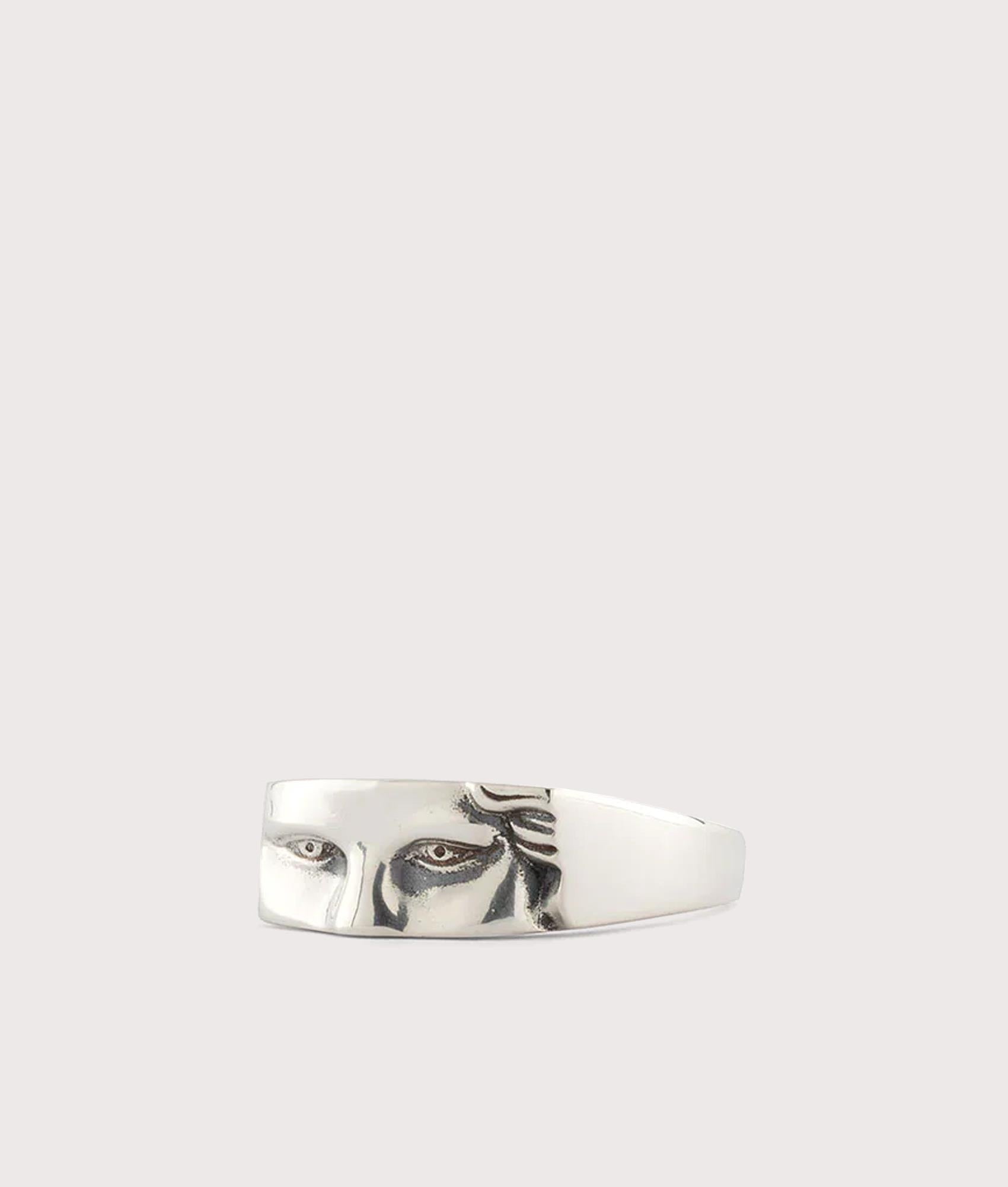 Serge DeNimes Silver Zeus Ringat EQVVS Menswear. Angled front shot.