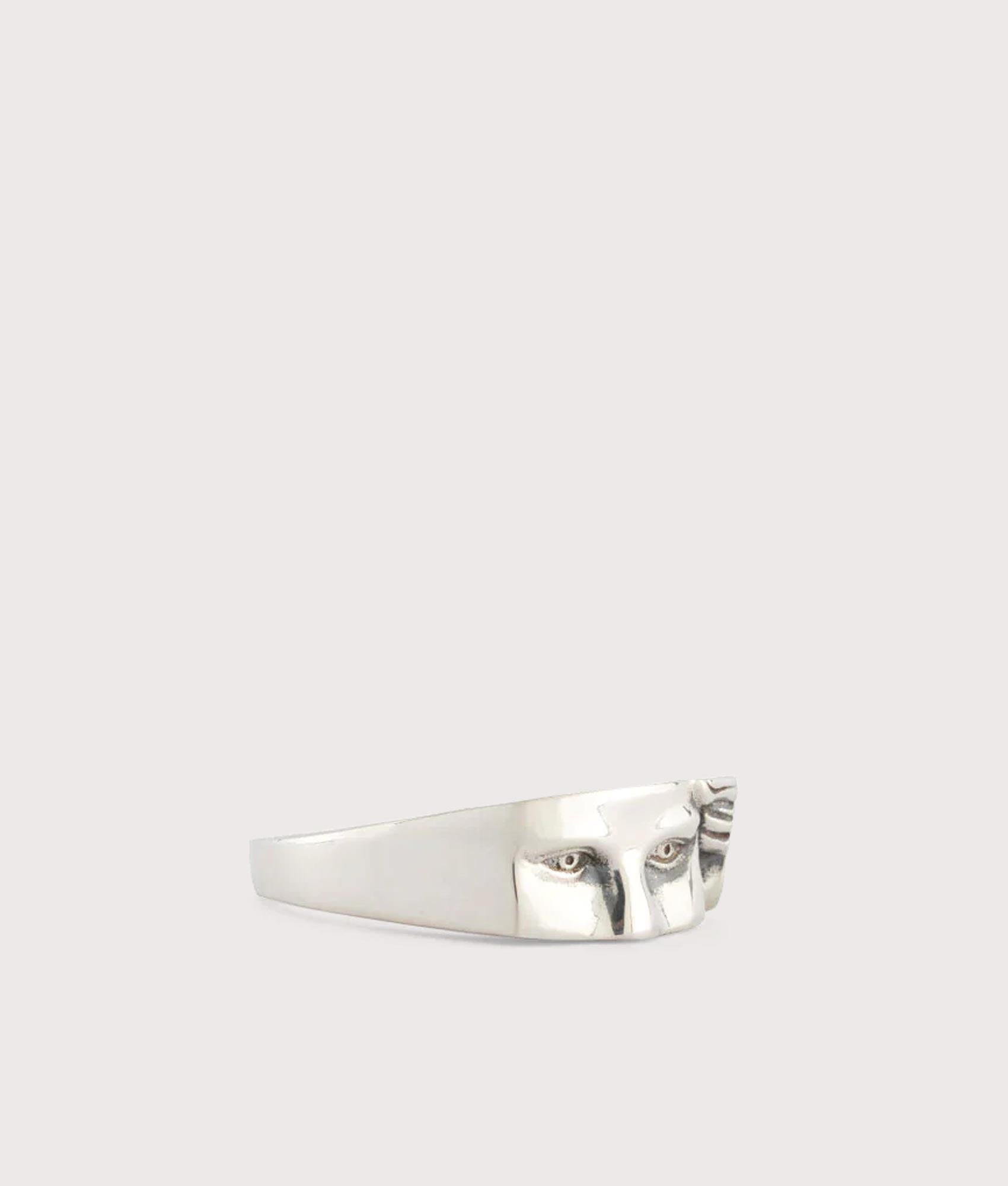 Serge DeNimes Silver Zeus Ringat EQVVS Menswear. Side shot.