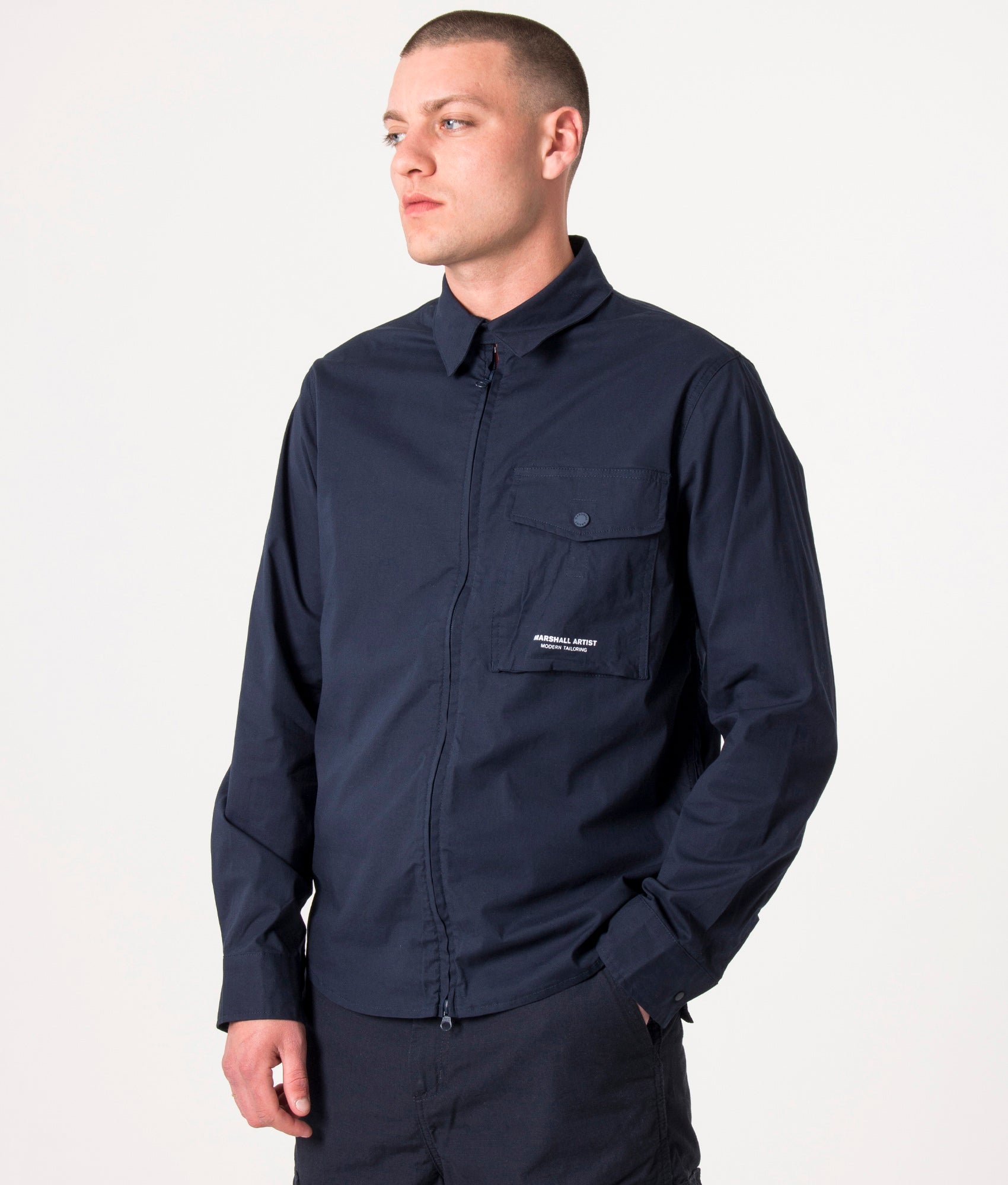 Zip-Through-Gaberdine-Overshirt-Navy-Marshall-Artist-EQVVS