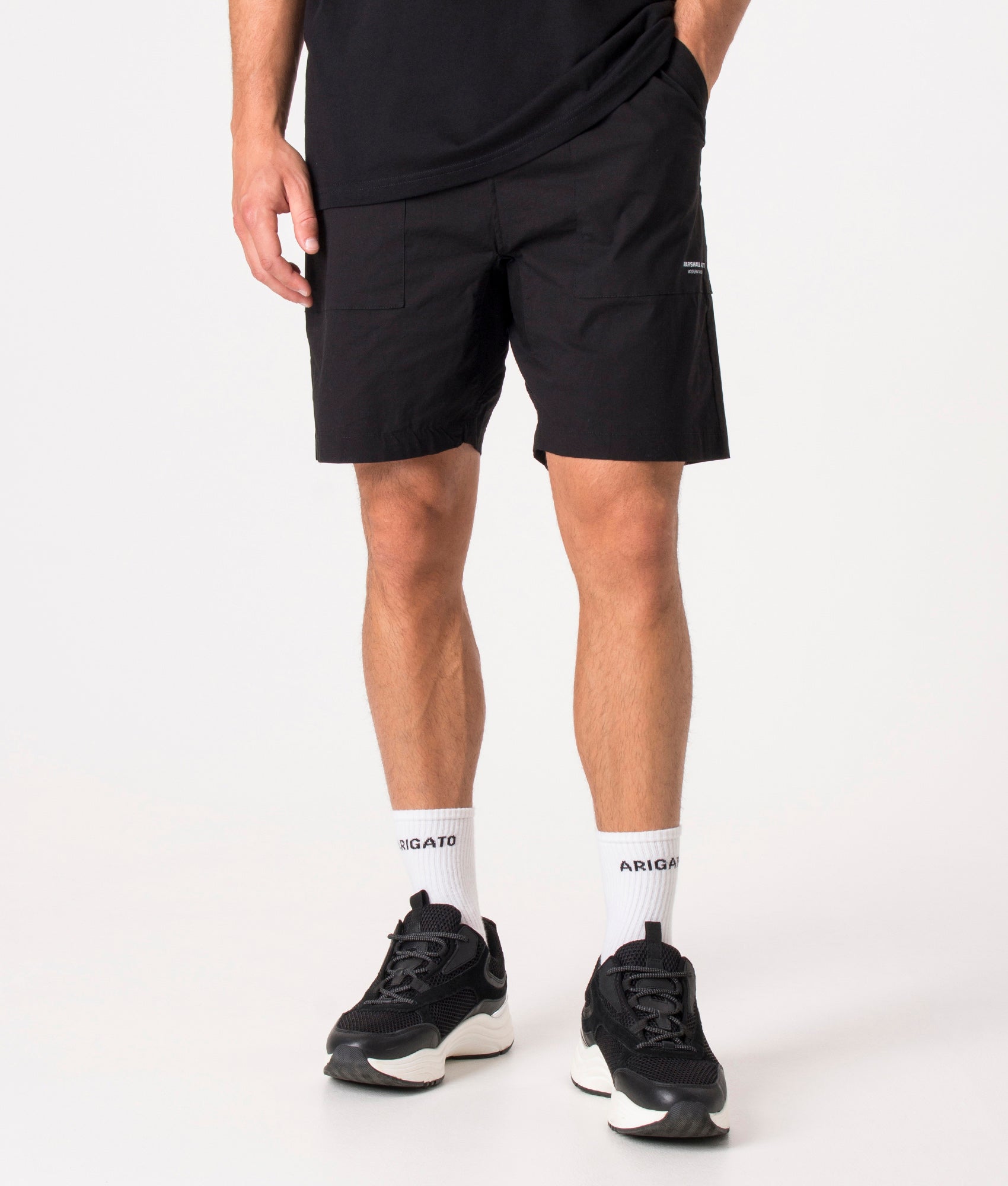 Regular-Fit-Gaberdine-Shorts-Black-Marshall-Artist-EQVVS