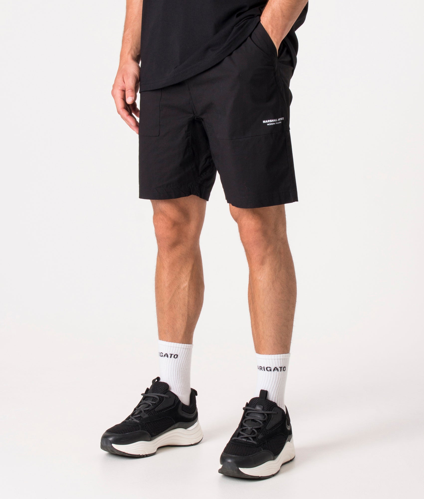 Regular-Fit-Gaberdine-Shorts-Black-Marshall-Artist-EQVVS