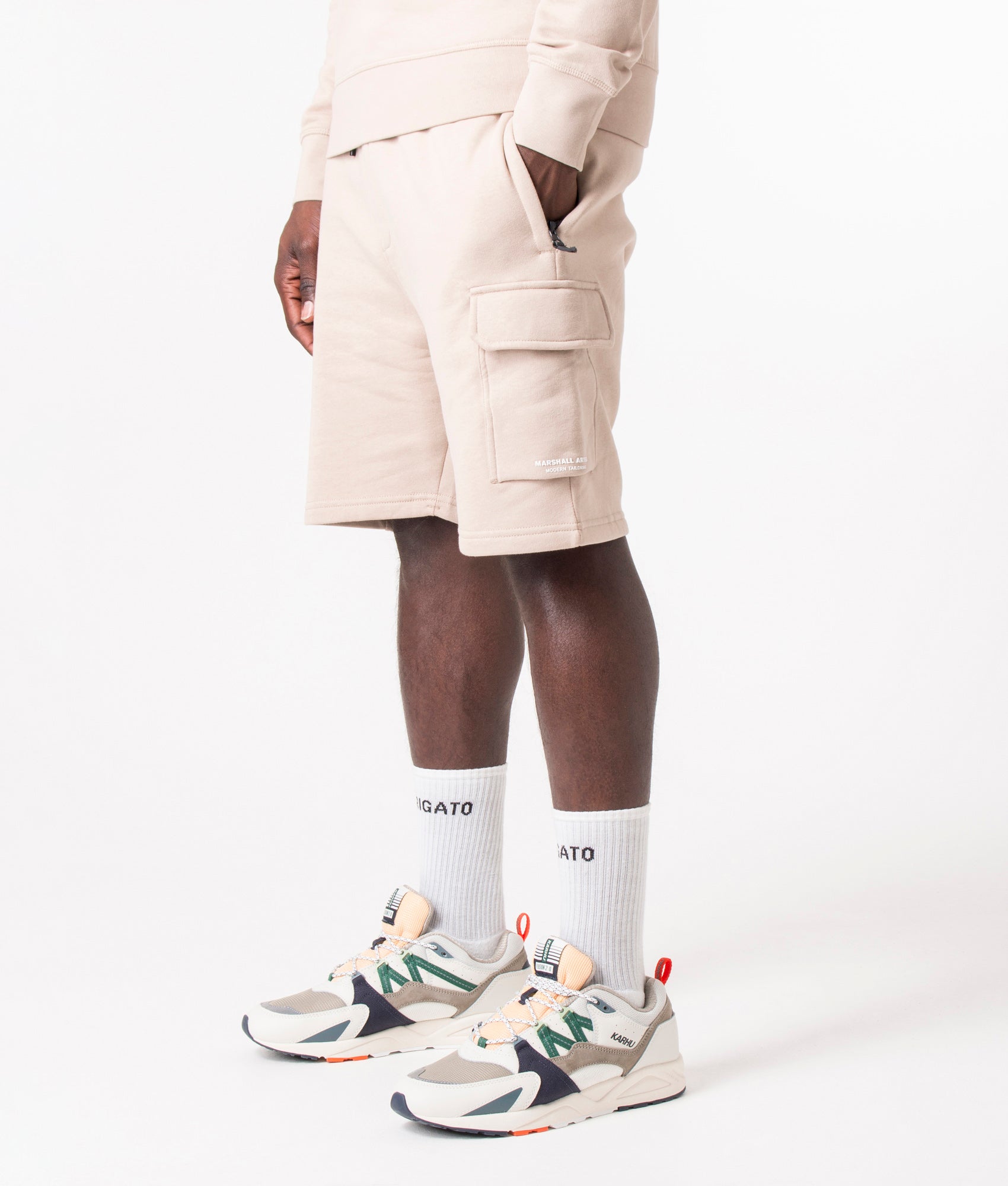 Regular-Fit-Siren-Cargo-Sweat-Shorts-Sandstone-Marshall-Artist-EQVVS