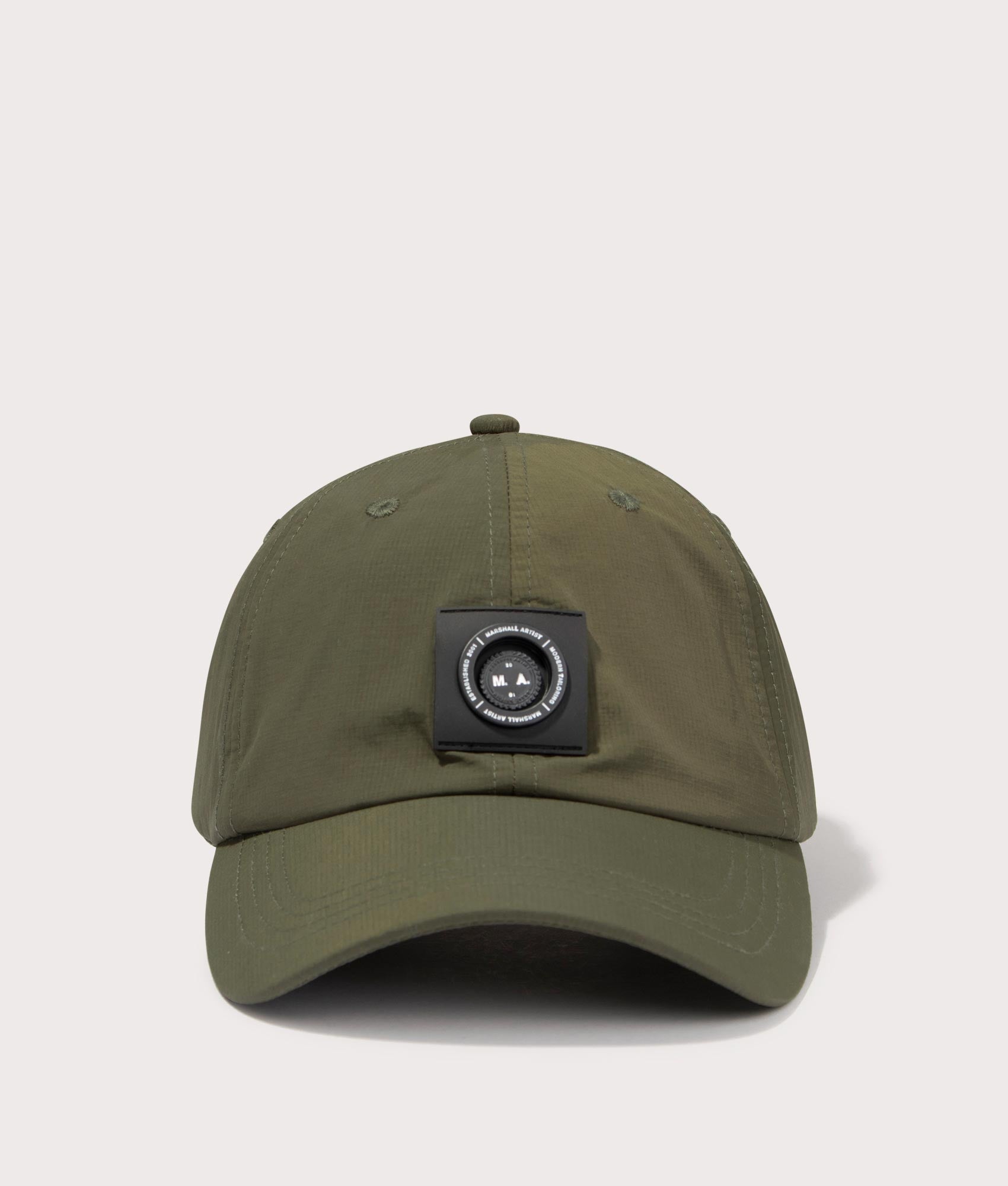 Siren Nylon Ripstop Cap in Khaki by Marshall Artist. EQVVS Front Angle Shot.