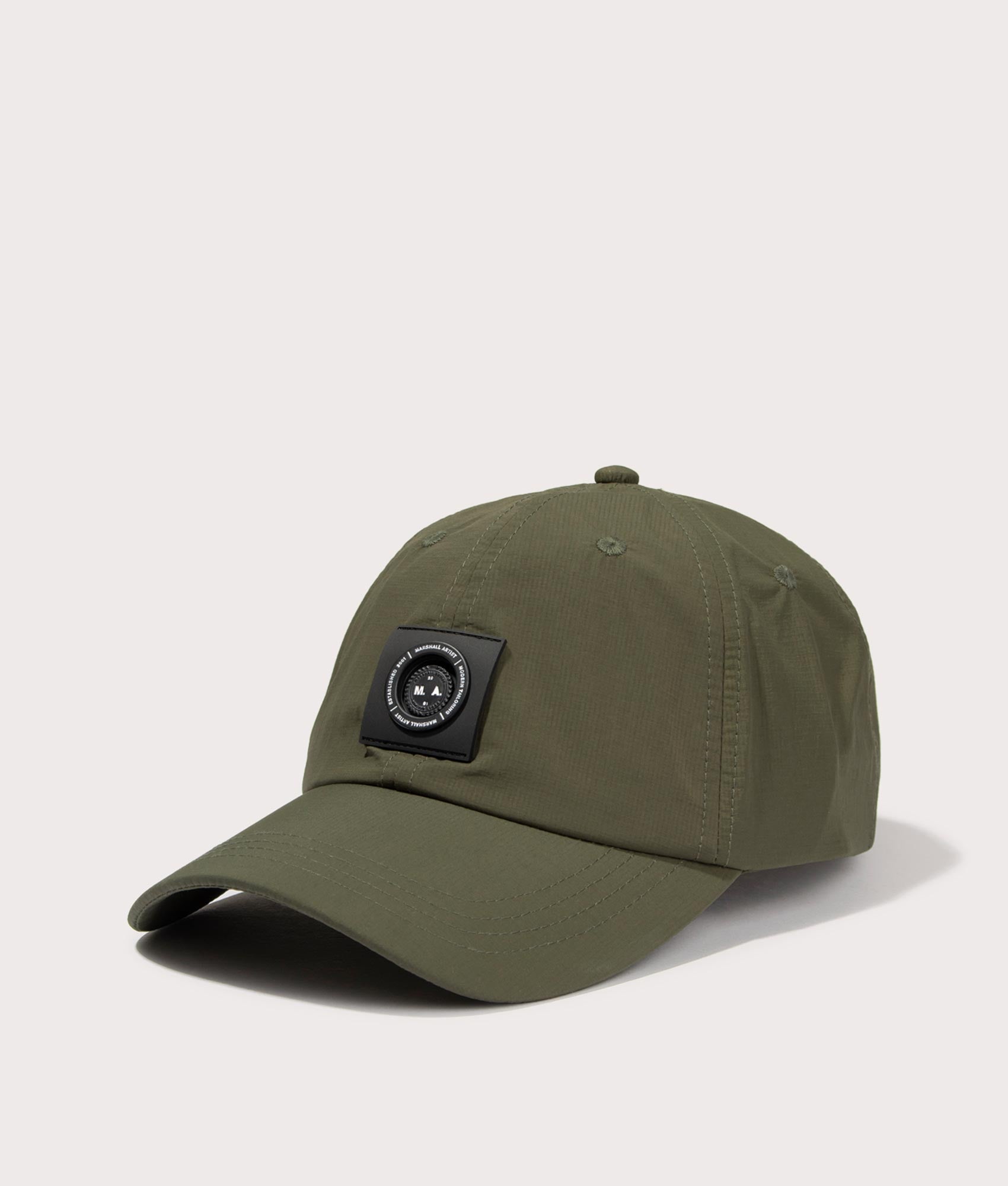 Siren Nylon Ripstop Cap in Khaki by Marshall Artist. EQVVS Side Angle Shot.