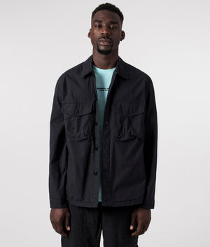 Slim Fit Parachute Cotton Overshirt in Black | Marshall Artist | EQVVS