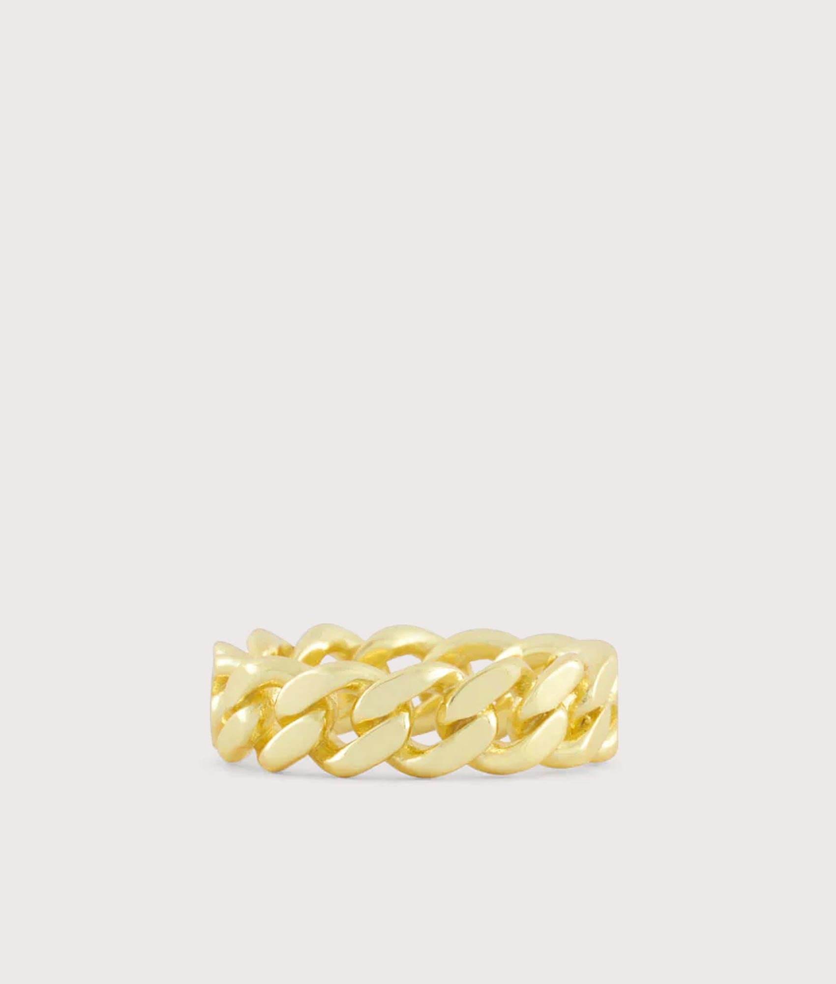 Serge DeNimes Gold Cuban Link Ring (Sterling Silver) at EQVVS Menswear. Front shot.