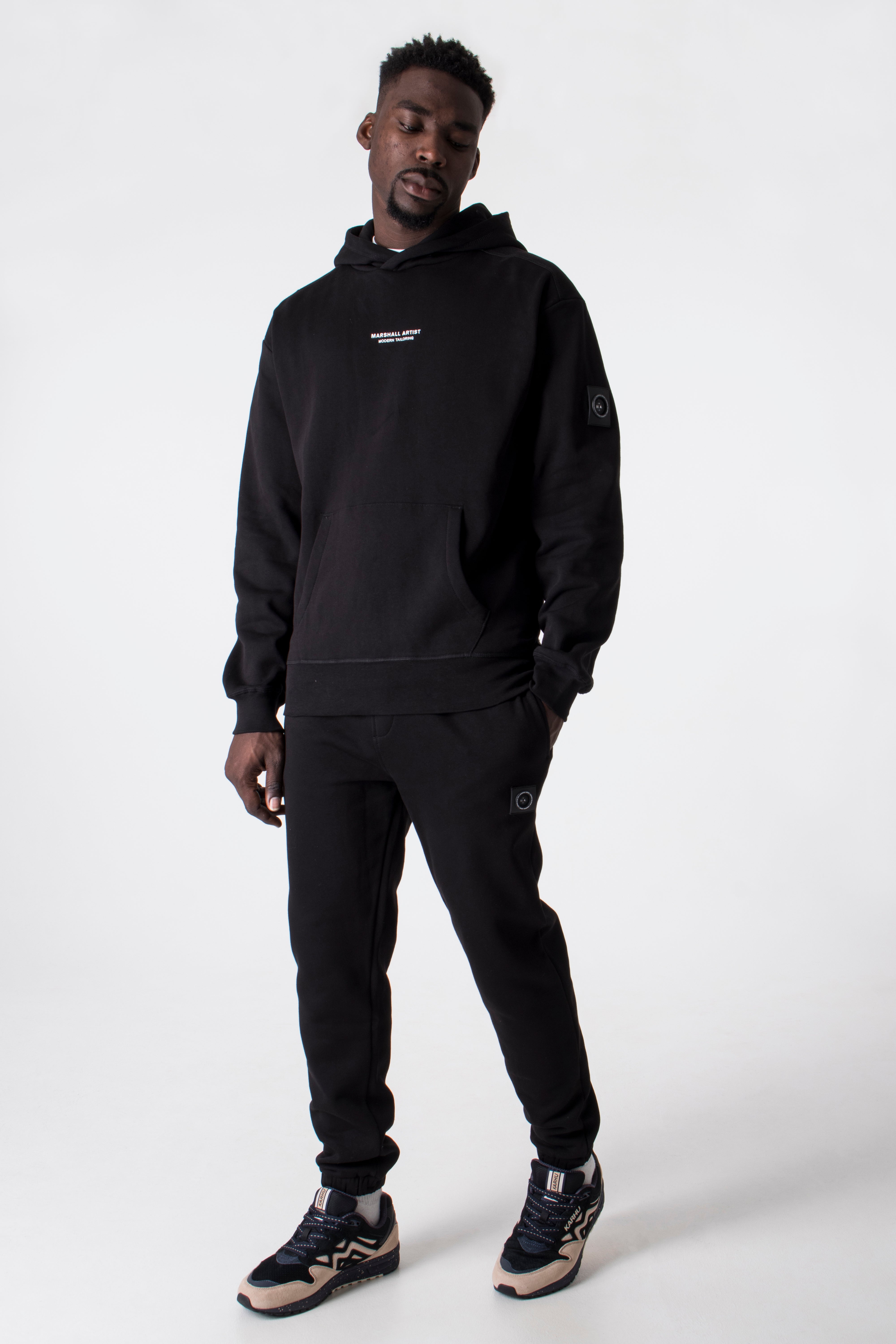 Relaxed-Fit-Siren-Overhead-Hoodie-001-Black-Marshall-Artist-EQVVS