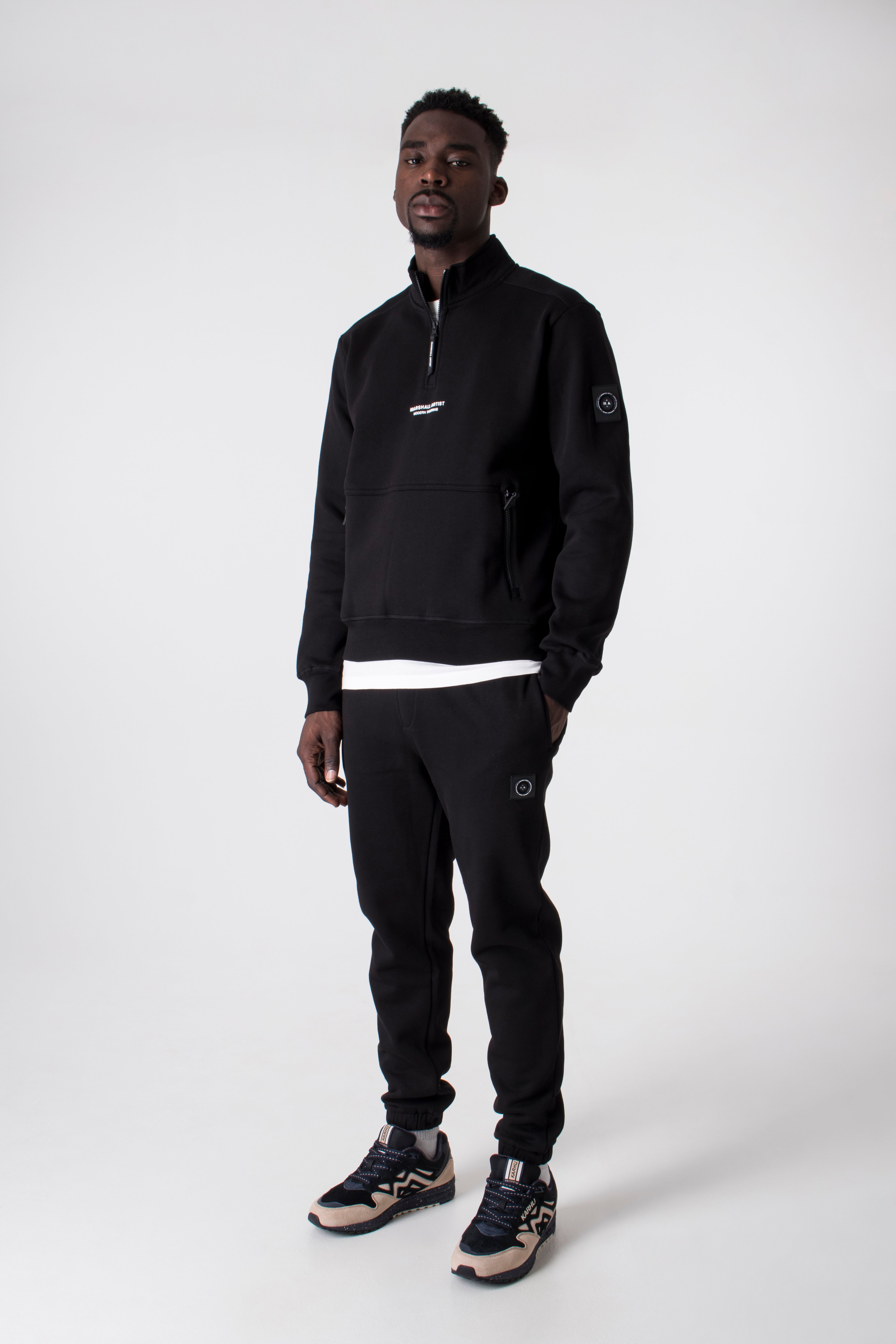 Siren-Quarter-Zip-Sweatshirt-Black-Marhsall-Artist-EQVVS-Full-outfit-Image