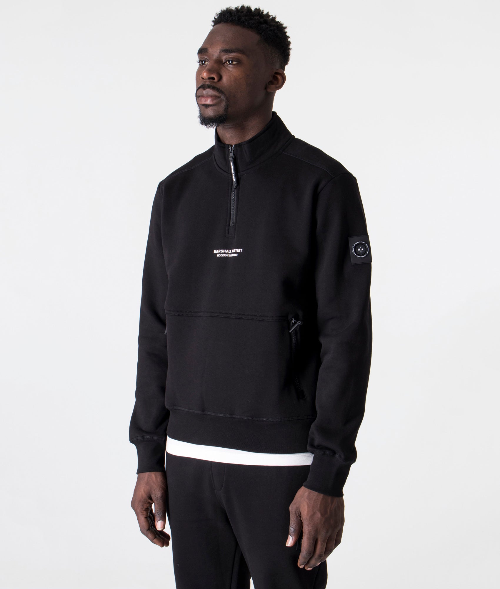 Siren-Quarter-Zip-Sweatshirt-Black-Marhsall-Artist-EQVVS-Front-Image