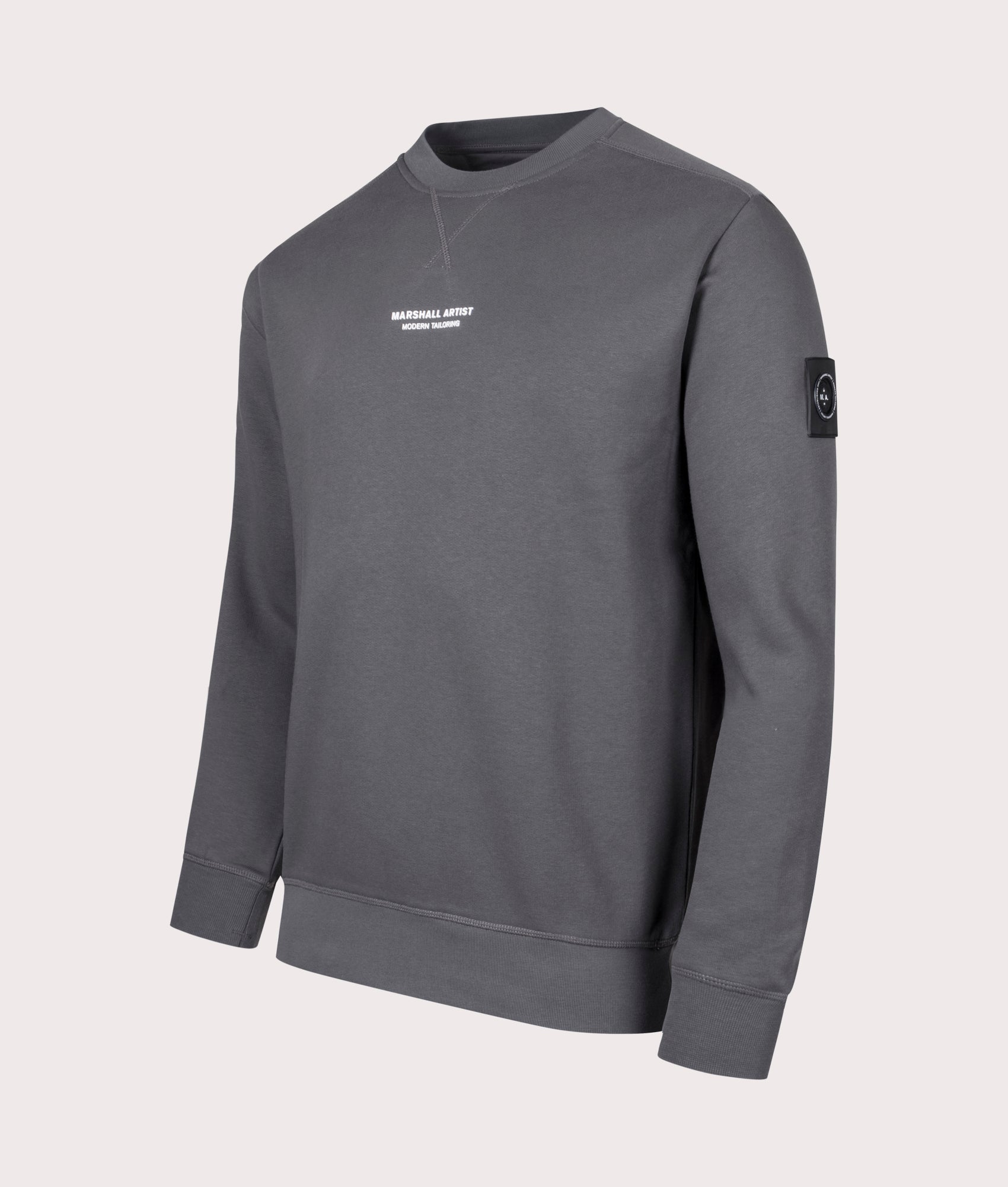 Relaxed-Fit-Siren-Crew-Neck-Sweatshirt-Gull-Grey-Marshall-Artist-EQVVS-Side-Image 