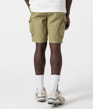 Marshall artist Storma Cargo Shorts in 005 khaki with siren detail 100% cotton back shot at EQVVS