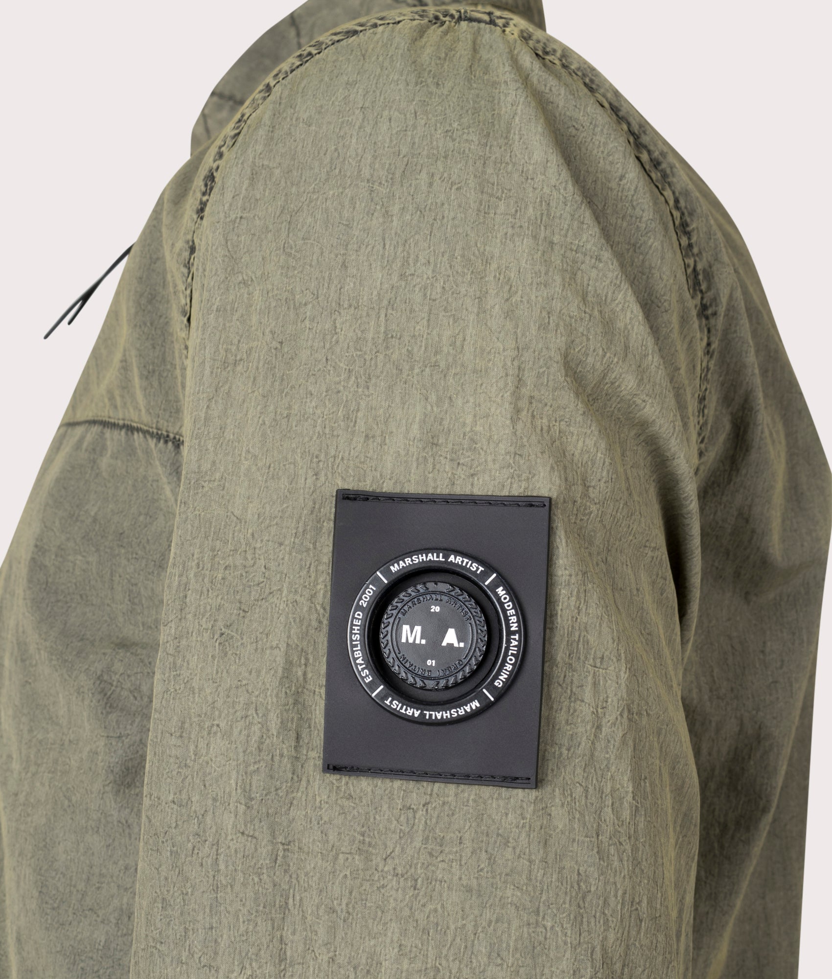 Marshall artist Terra Overshirt in 005 Khaki detail shot at EQVVS
