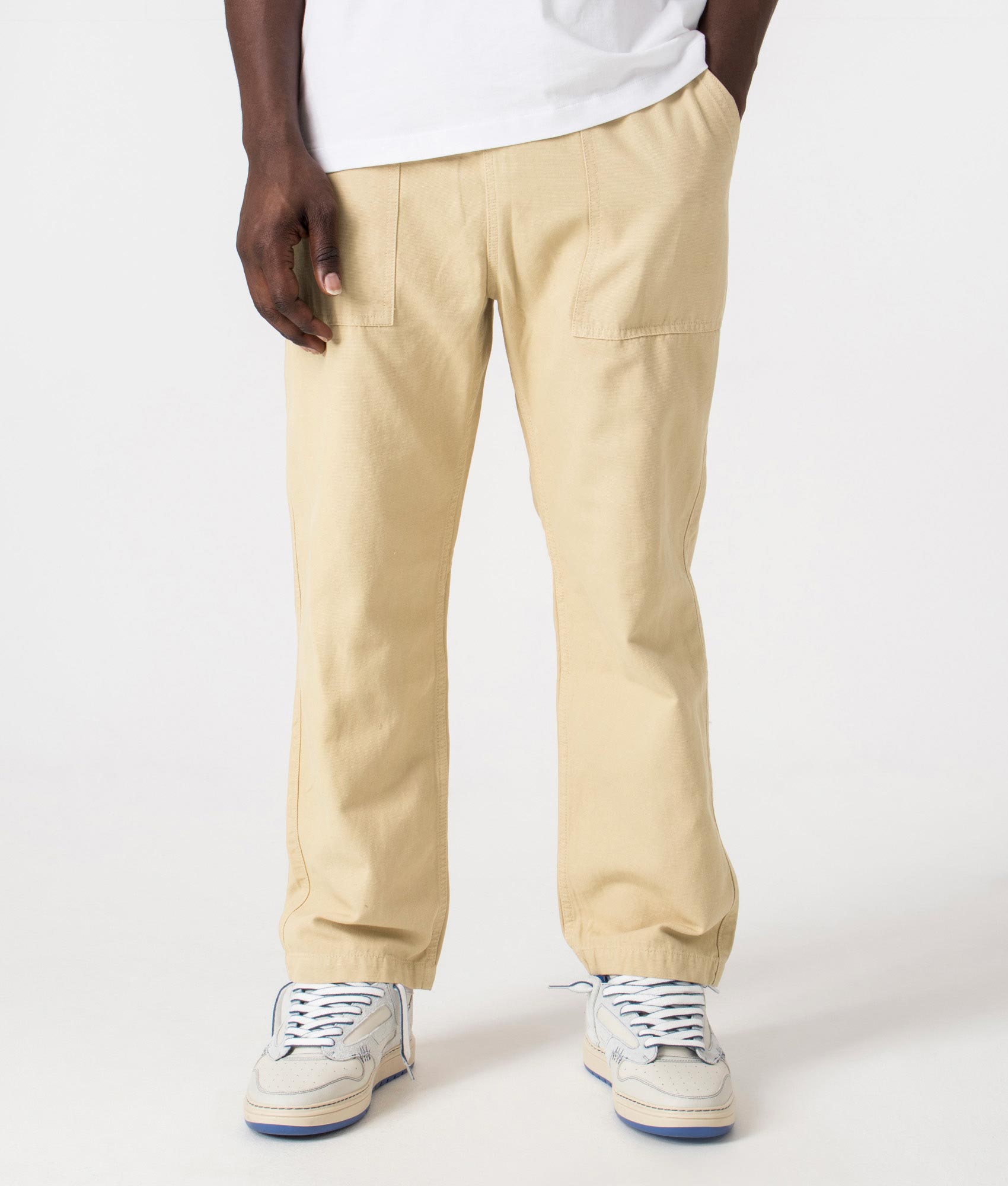 Service Works Canvas Chef Pants in Khaki  at EQVVS. Front shot. 