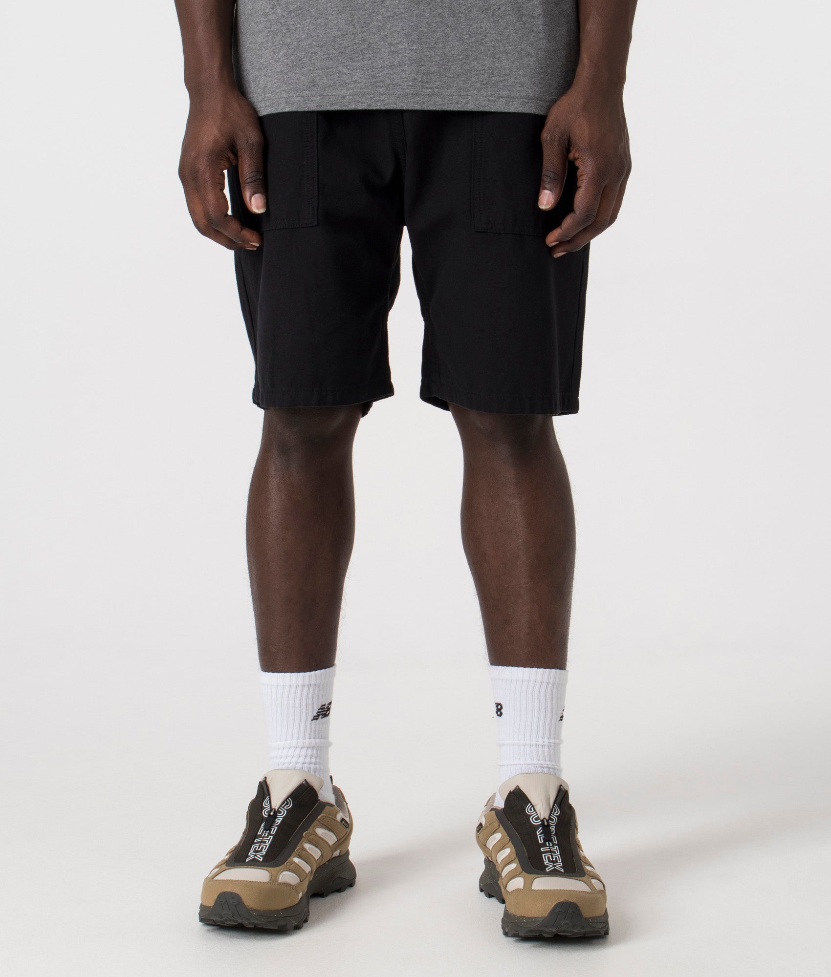Black Canvas Chef Shorts by Service Works at EQVVS. Front Shot. 