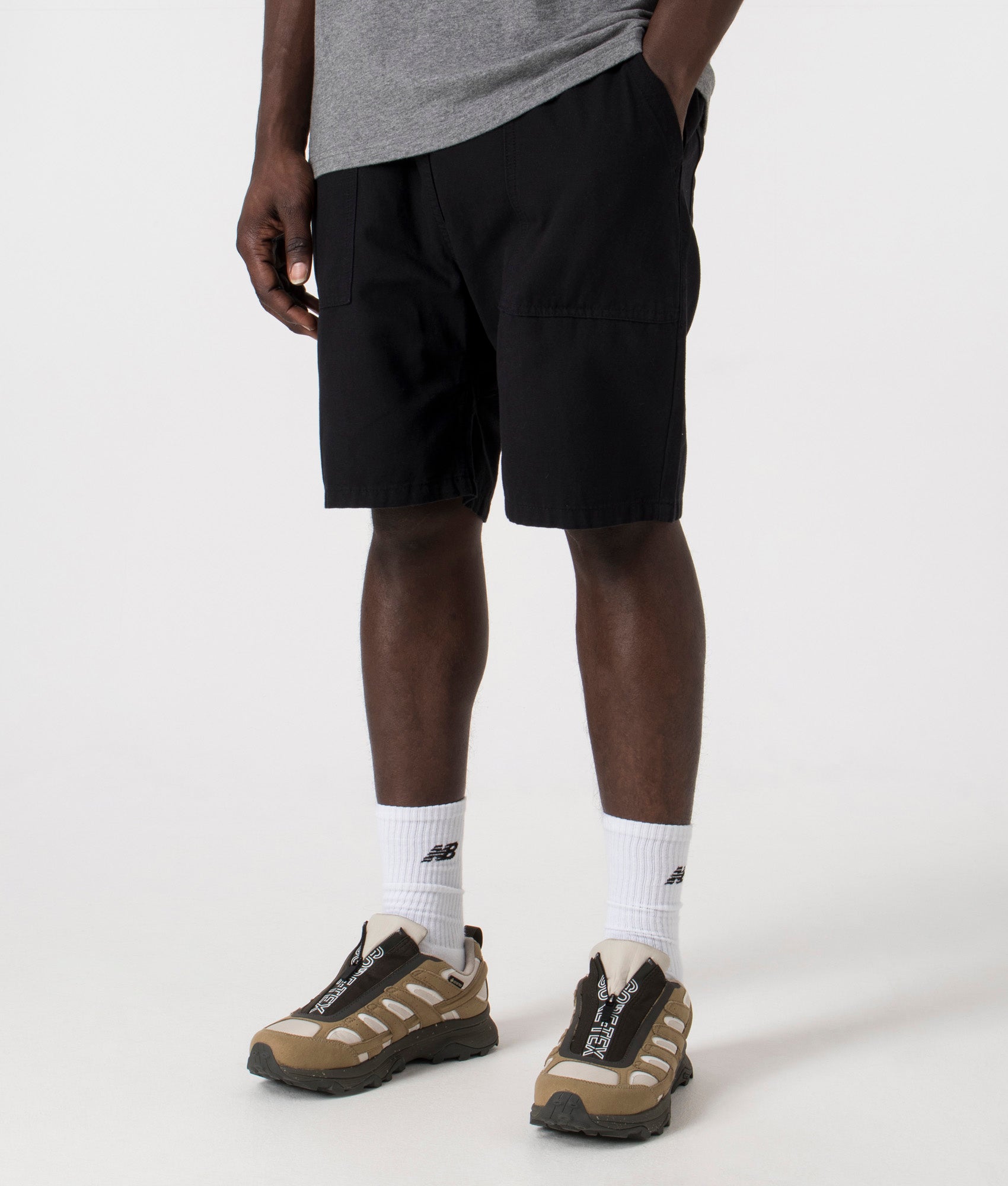 Black Canvas Chef Pants by Service Works shot at EQVVS. Side angle. 