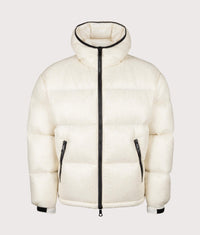 Translucent Hooded Bubble Jacket: Off White 