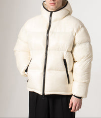 Translucent Hooded Bubble Jacket: Off White 