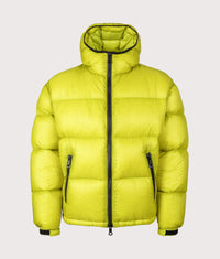Translucent Hooded Bubble Jacket: Chartreuse 