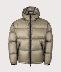 Translucent Hooded Bubble Jacket: Sage 