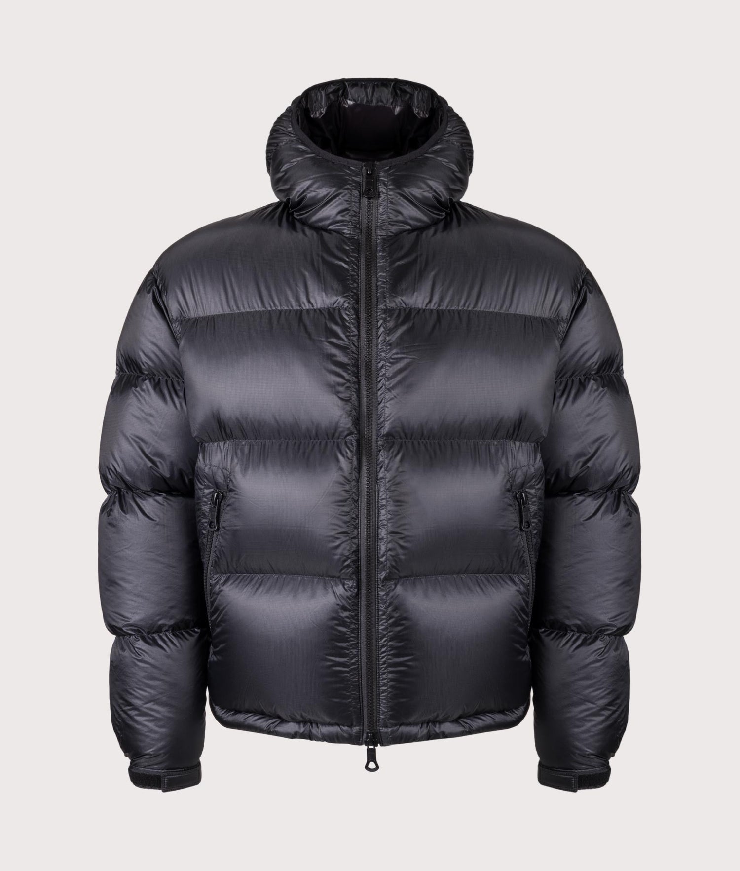 Translucent Hooded Bubble Jacket in Black | MKI MIYUKI ZOKU | EQVVS