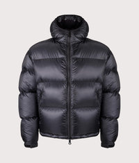 Translucent Hooded Bubble Jacket: Black 