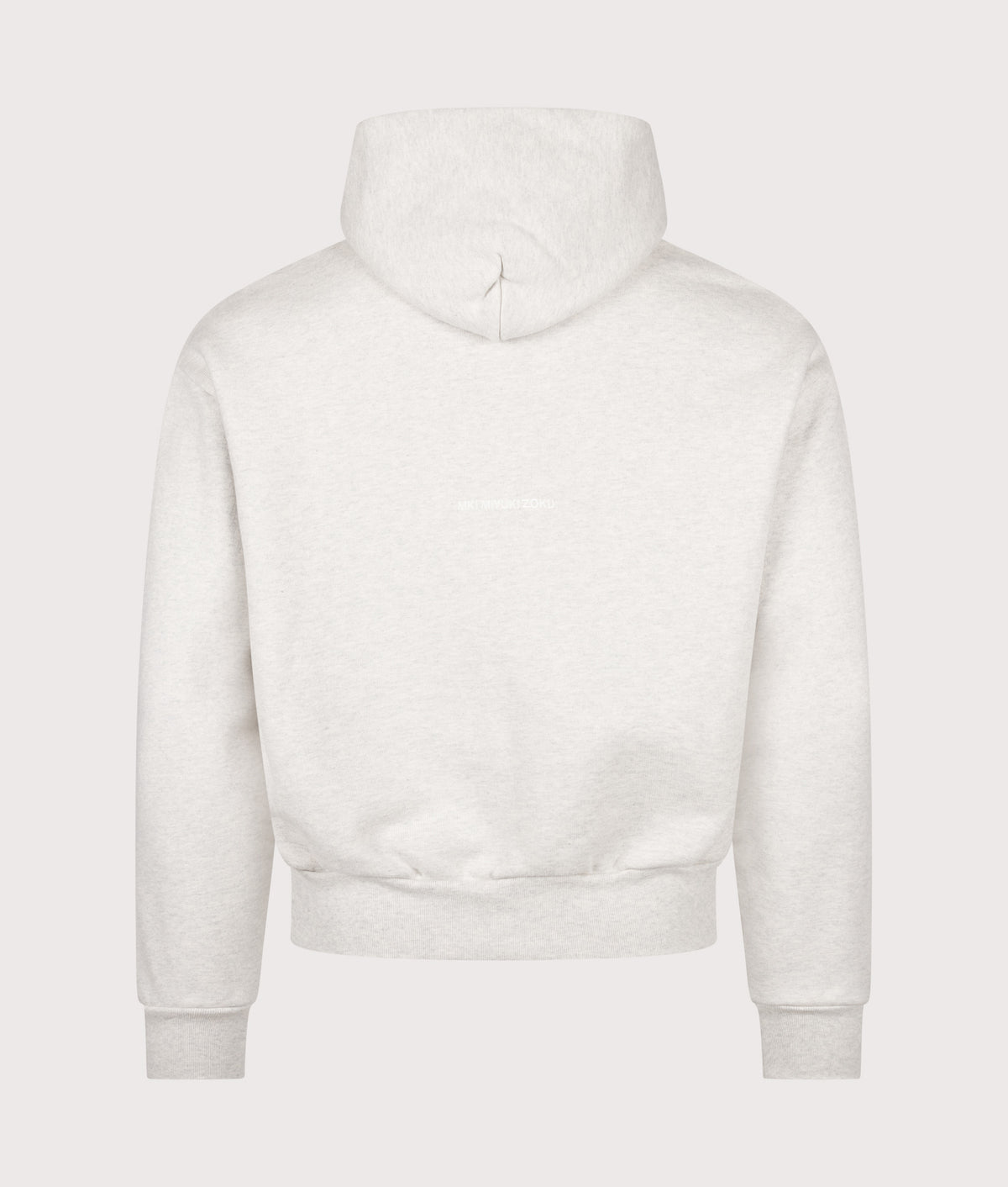 MKI MIYUKI ZOKU Oversized Fit 800 GSM Superweight Hoodie in Oatmeal at EQVVS Menswear. Back shot.