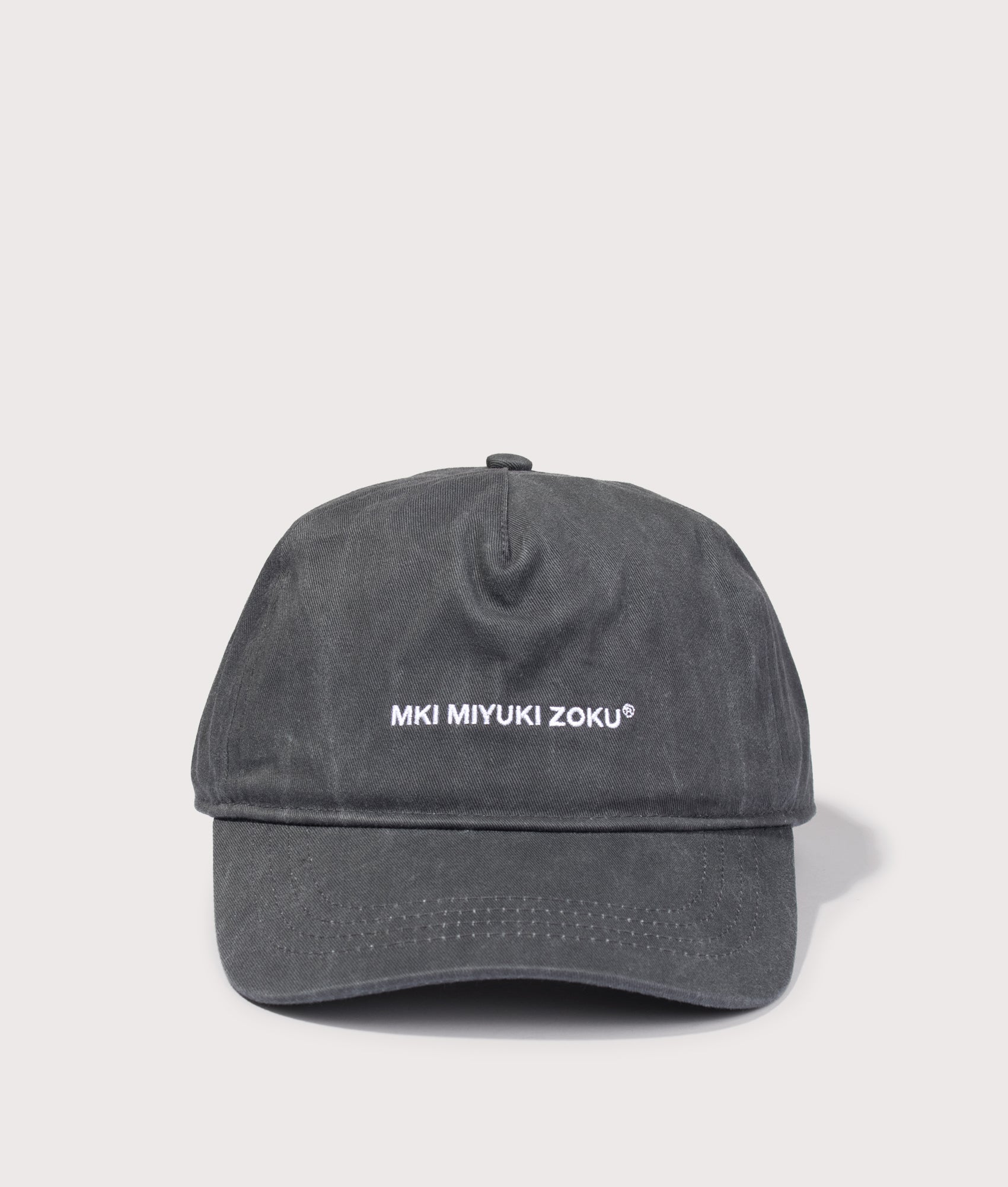 MKI MIYUKI ZOKU V2 Twill Baseball Cap in Pigment Black at EQVVS Menswear. Front shot.