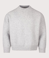 Relaxed Box Fit Double Knit Crewneck Jumper: Ash 