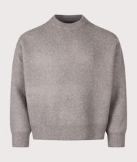 Relaxed Box Fit Double Knit Crewneck Jumper: Brown 