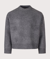 Relaxed Box Fit Double Knit Crewneck Jumper: Charcoal 