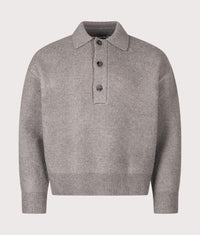 Relaxed Box Fit Double Knit Rugby: Brown 
