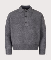 Relaxed Box Fit Double Knit Rugby: Charcoal 