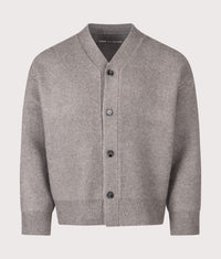 Relaxed Box Fit Double Knit Cardigan: Brown 