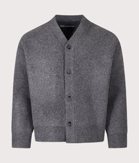 Relaxed Box Fit Double Knit Cardigan: Charcoal 